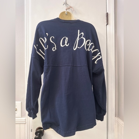 Spirit Activewear “Life’s a Beach” Oversized Sweatshirt Navy Blue 100% Cotton S - Picture 4 of 11
